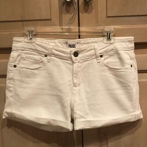 Paige white denim shorts